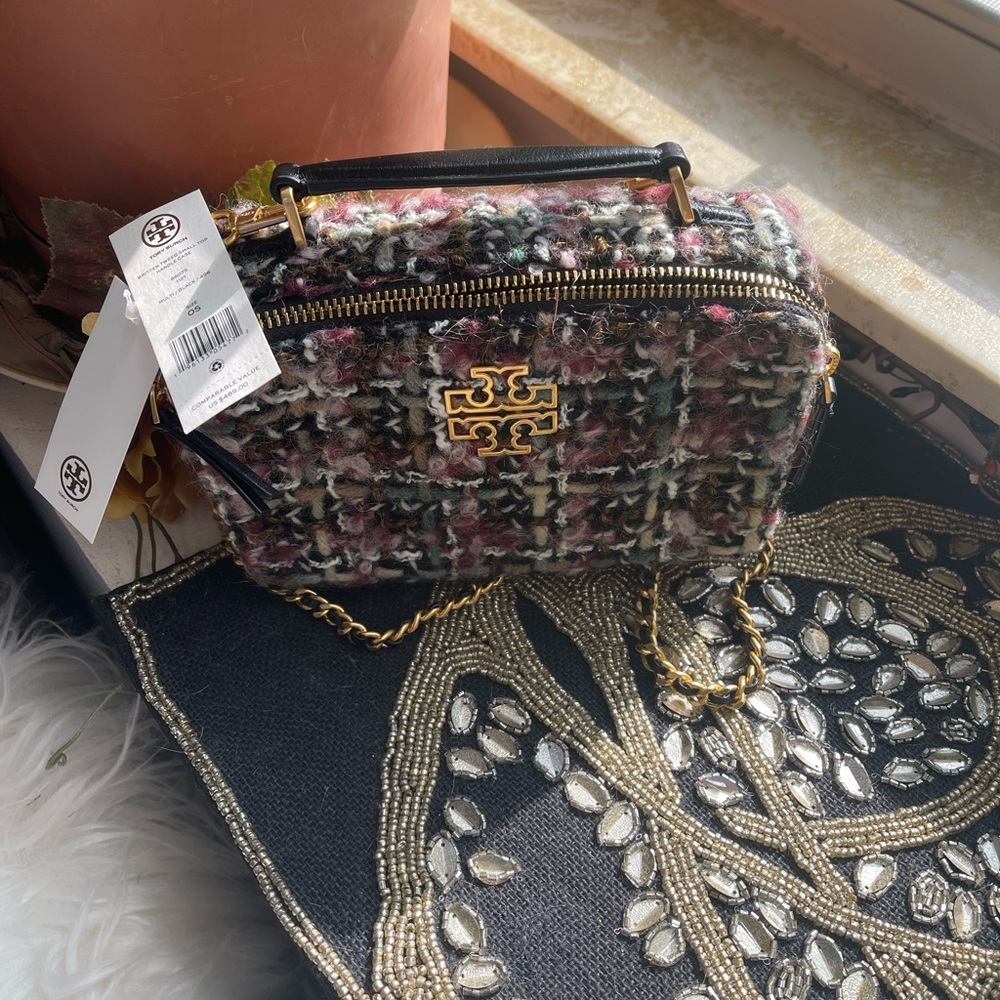 NWT Tory Burch tweed Britten top handle